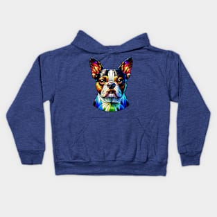 Stained Glass Boston Terrier Dog Kids Hoodie